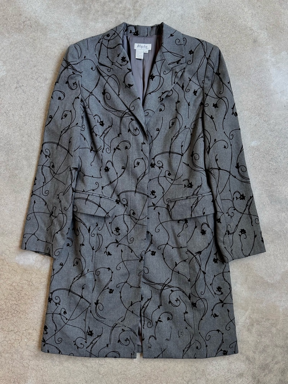 Vintage 90s Floral Vine Patterned Longline Tailored Jacket